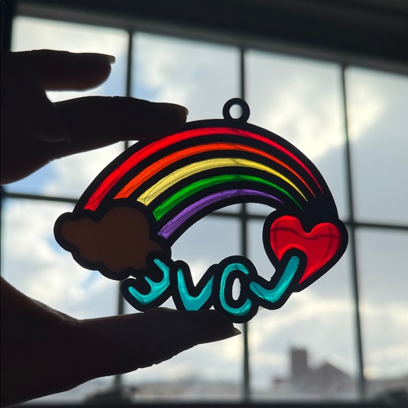 Vintage Rainbow Love Stained Glass Suncatcher - Picture 8 of 8